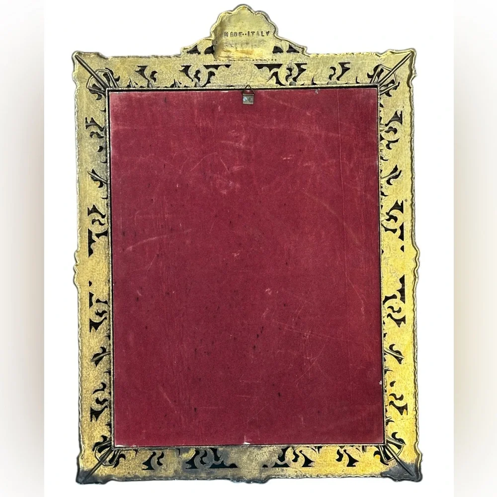 Antique brass Ornate Frame huge scroll work made Italy Picture Frame Red Velvet